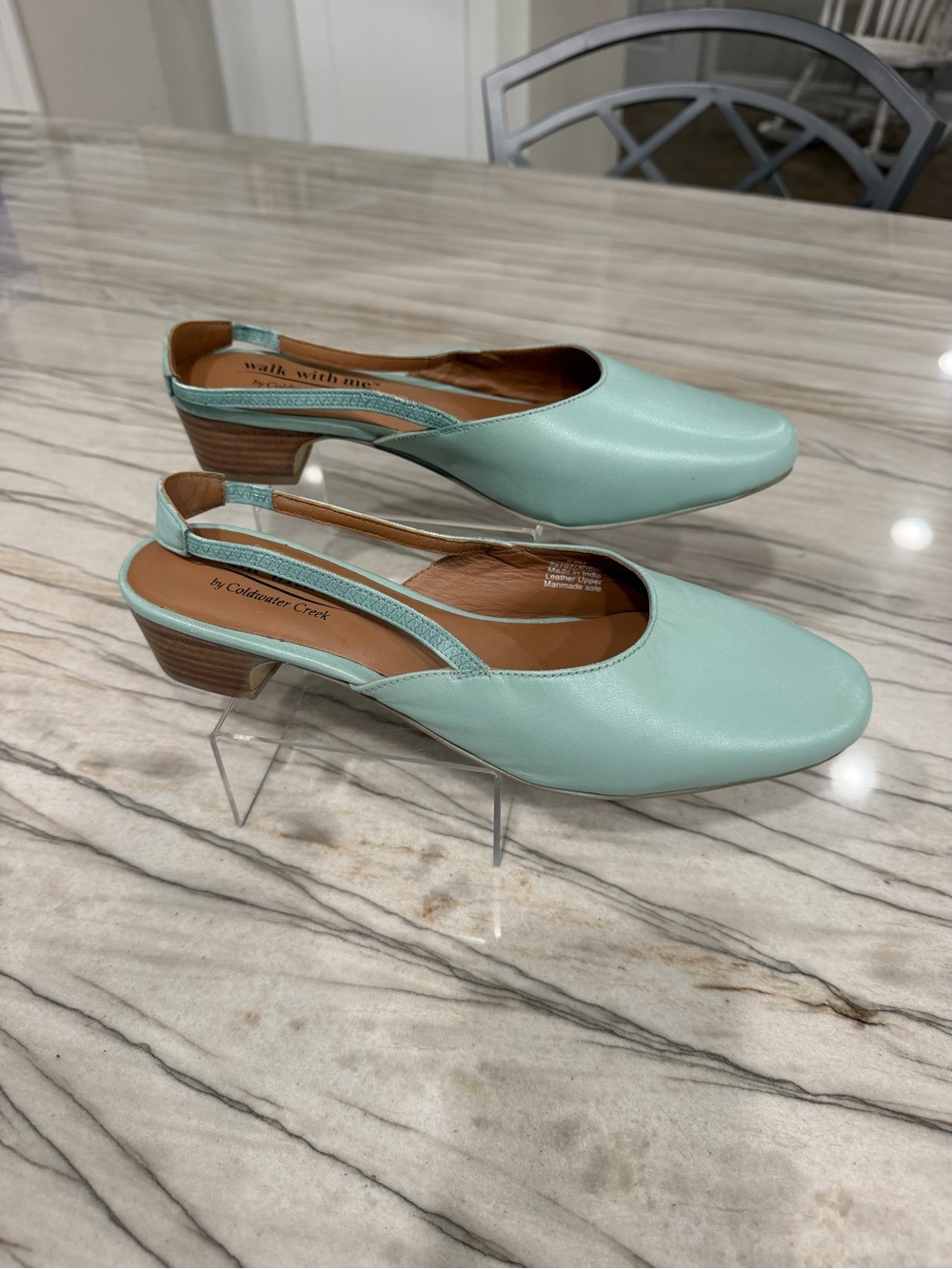 Coldwater Creek Mint Green Slingback Low Heel Mules
